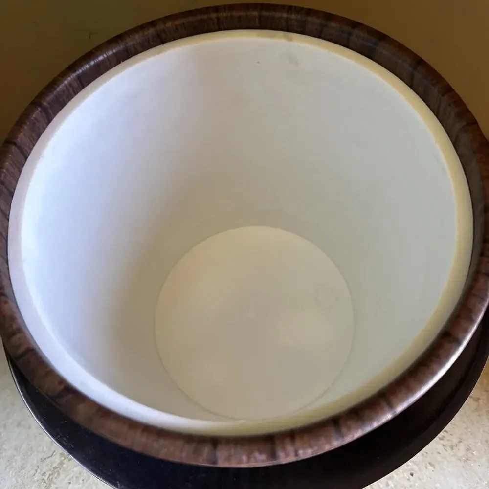 Mid Century Modern MCM Faux Wood Grain & Basket Weave Ice Bucket Bar